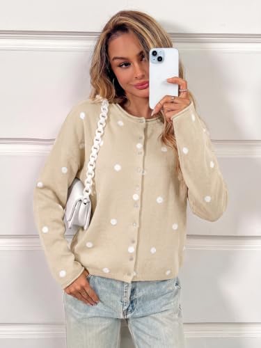 Image of Saodimallsu Womens Striped Cardigan Long Sleeve Button Down Knit Tops