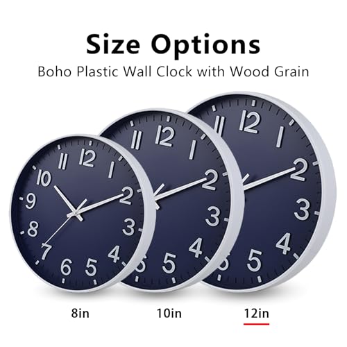 Image of HZDHCLH Wall Clocks Battery Operated,Wall Clock Navy Blue,12 inch Wall Clock Silent Non Ticking Modern 3D Numbers for Kitchen Bedroom Living Room Office Classroom Decor