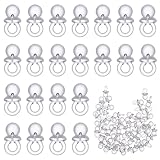 ULTNICE Acrylic Baby Pacifier 50 Pieces Shower Party Favors Gender Reveal Party Decorations DIY Shower Game Mini Pacifiers (Transparent White)