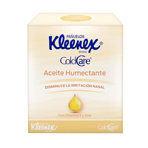 Catálogo de Pañuelos Top 5. 46 Kleenex Cold Care Pañuelos Faciales Aceite Humectante, Paquete con 66 Pañuelos de Hoja Triple con Vitamia E y Aloe.