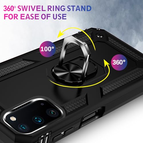 Image of for Samsung Galaxy S20 FE 5G Case with Screen Protector, Military Grade Rugged Shockproof Heavy Duty Galaxy S20 FE Protective Cover for Samsung S20 FE Magnetic Ring Kickstand Phone Case (Black)