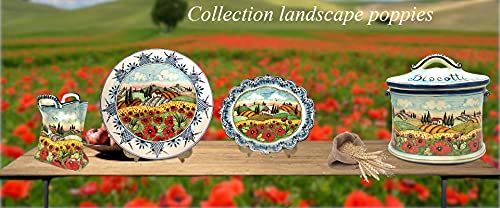 Hand-Painted Italian Ceramic Salt Holder with Poppy Landscape Design - Authentic Tuscan Pottery - Image 6