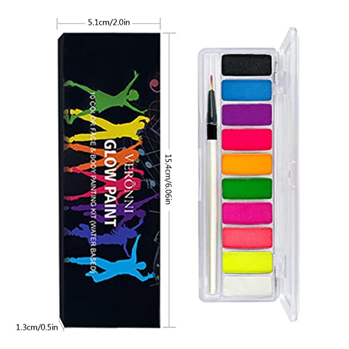 pintura facial - Brilho no escuro maquiagem - 10 Facial Neon Cores Brilhantes, Maquiagem Corporal co