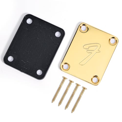 image for RuiJOTWAT 70s F Logo Strat/Tele 4-Bolt Gold Guitar Neck Plate Neckplat
