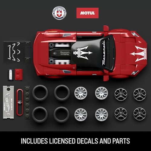 Image of Mattel Brick Shop Hot Wheels Speed Series Maserati MC20 Construction Kit with 250 Pieces, Realistic Details and Individual Stickers, for Collectors and Children from 10 Years, JFR90