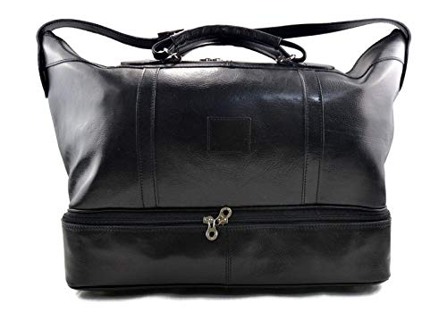 Sac de sport en cuir véritable avec bandoulière robuste et confort de portage