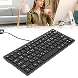 Denash Przewodowa Koreańska Klawiatura, 78 Klawiszy, Odporna na Zalanie, Wtyczka USB i Granie, Wąska, Lekka Klawiatura z Nachylonym Kątem do Laptopa PC
