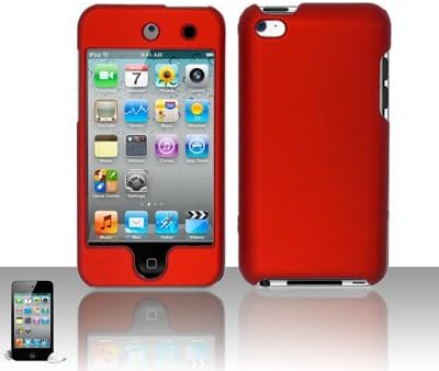 Importer520 Rubberized Snap-On Hard Skin Protector Case Cover for for iPod Touch 4 - Red