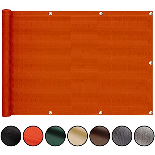 Bâche opaque pour balcon - 110 x 300 cm - Clôture avec œillets et cordon - Pour jardin, piscine et garde-corps - Résistant aux intempéries - Protection UV - Rouge