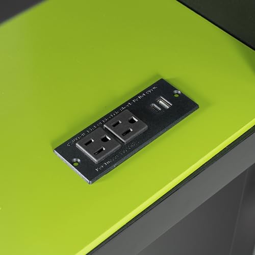 Image of Full Gaming Loft Bed with Wardrobe & Desk & Charging Station & RGB Light,Esports Wood Loft Bed Frame with Storage Shelves,Curtains and DIY Pegboard,Space Saving,No Box Spring Needed,Black Green