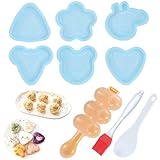 GCRQ Molde para Onigiri, Kit para Hacer Sushi de 9 Piezas con Molde para Bolas de Arroz Triangulares, Prensa Musubi, Paleta para Arroz y Cepillo para Bento de Almuerzo y Principiantes ((Azul)