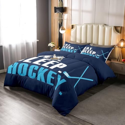 Image of Feelyou Ice Hockey Bedding Set Toddler Size 3Pcs for Boys Girls Women Men