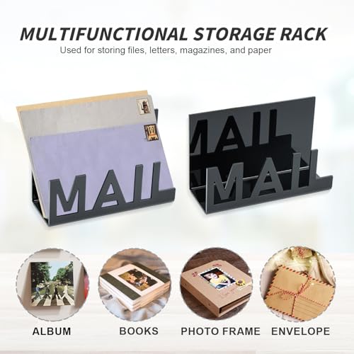 Briefständer, Schreibtischorganizer Acryl, Briefhalter Schwarz, Briefkorb für Desktop, Organizer Schreibtisch für Letter, Mail, Zeitungs, Prospekt und Dokumente, Brief Organizer, 2 Stück