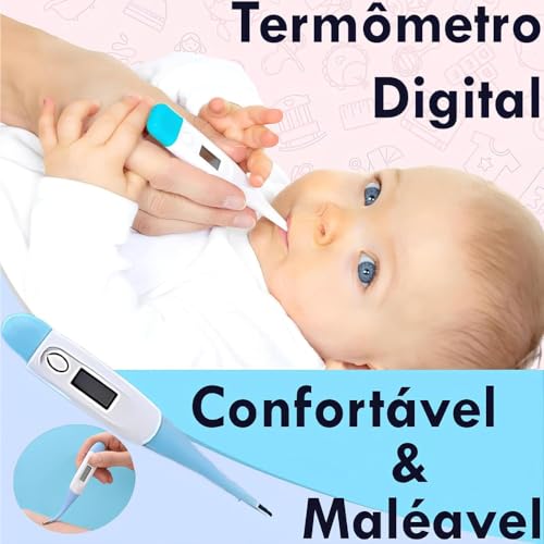 Kit Higiene Bebe Recém Nascido,Estojo Cuidado Bebê com 13 em 1 com Tesoura, Pente para Bebe, Termôme