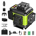 Kreuzlinienlaser Grün 16 Linien Nivellierlaser, 4 x 360 ° Laser wasserwaage, linienlaser kreuzlaser selbstnivellierend für Innenbereich Baustelle, 2 x Batterie Vermessungskabine