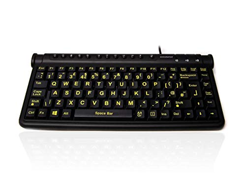 Accuratus Mini HiVis Hub - USB Mini High Visibility Multimedia Keyboard with 2 Port USB2.0 Hub