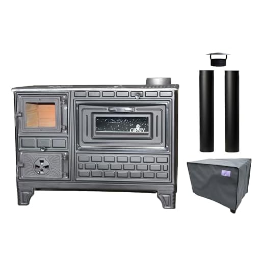 Giesty® Horno de Cocina Exterior, Horno de terraza, Cocina Exterior con leña o carbón Vegetal, Horno de jardín, Cocina de Exterior (Puerta de Vidrio+2 Tubos+Cubierta Impermeable)