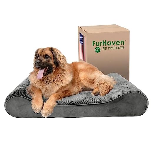 Furhaven Orthopedic Dog Bed for Large Dogs w/ Removable Washable Cover, For Dogs Up to 150 lbs - Minky Plush & Velvet Luxe Lounger Contour Mattress - Gray, Jumbo Plus/XXL