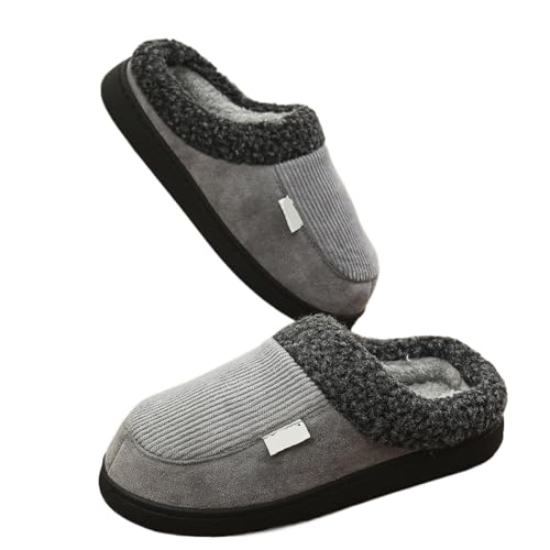 AKDJGFP Zapatillas Invierno Hombre Casa Zapatos De Invierno De Algodón For Hombre, Cálidos, Con Forro De Felpa, For Interior Y Exterior, Antideslizantes, A La Moda, Suaves Y Esponjosos(Grey,42-43)