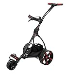 Ben Sayers Electric Golf Trolley | 18-Hole Lithium Battery Trolley | 9 Speed, Auto Distance Function | Over £100 Free Accessories (Black/Red)