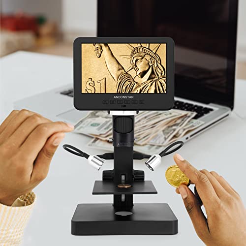 Image of Andonstar AD246P 1000X Digital Microscope, 3 Lens 7 inch LCD, Black LED, Metal and Plastic, For Biological, PCB Soldering, Phone Watch Repairing, 32G SD Card