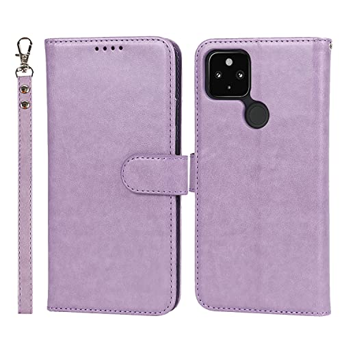 Cavor for Google Pixel 4A 5G Wallet Case for Women Flip Folio Kickstand PU Leather Case with Card Holder Wristlet Hand Strap Stand Protective Cover for Pixel4a 5g 6.2'' Phone Cases-Purple