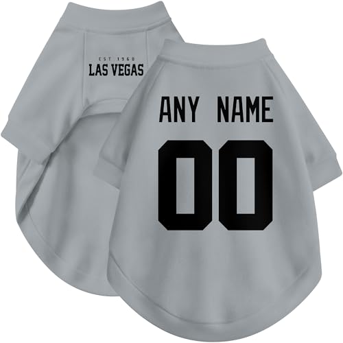 Image of Las Vegas Dog Clothes Jersey Style Personalized Pet T Shirt with Custom Name Number for Small Medium Large Dogs