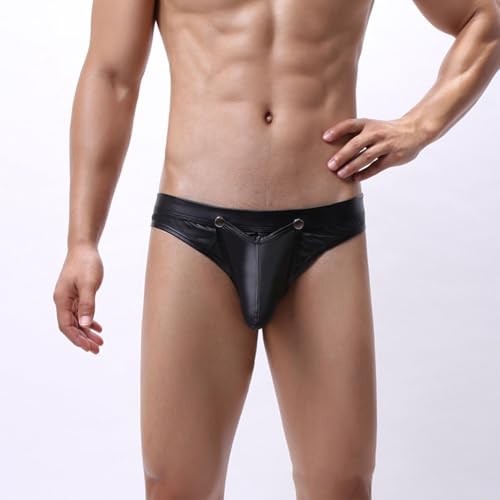 [CRSHIP] メンズ セクシー オープン クロッチ 竿出し ぞうさんパンツ 下着 パンツ ランジェリー インナー 男性 情趣 肌着 パンティー レザー tバック クロッチを開く 男性 フロント - 画像2