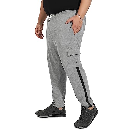 Image of Instafab Plus Men's Cargo Joggers for Casual Wear | Flap Pockets | Plus-Size Fit | Drawstring Closure | Poly Cotton Trackpants Crafted with Comfort Fit for Everyday Wear
