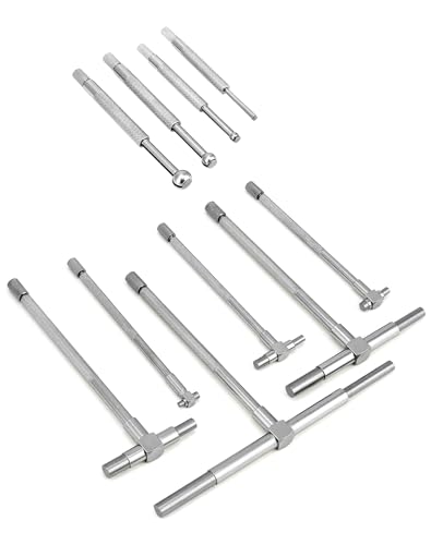 QWORK Ensemble de jauges en acier inoxydable télescoping - Gamme 1/8" à 1/2" et jauge télescopique pour trou de fer T 6 Pcs 5/16" à 6"