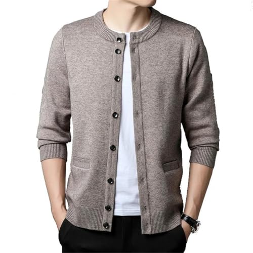 Men's Single Breasted Cardigan Solid Color Fashion Casual Knitted Sweater Warm Round Neck Sweater2