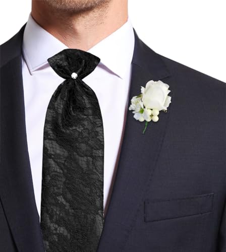 Remo Sartori - Cravatta Plastron da Cerimonia Sposo in Seta Tinta Unita, Made in Italy, Uomo (NERO)