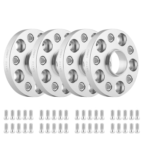 ISINEVER 4 Stück Spurplatten Spurverbreiterung 5x112 40mm 4x20mm Ø57mm Kompatibel mit VW Caddy EOS Golf Kompatibel mit SEAT Kompatibel mit SKODA Octavia mit Radschrauben M14x1.5X25mm Distanzscheiben
