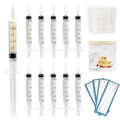 Image of 50 Sets Colostrum Syringes,3mL Colostrum Collector Kits Include 50PC 3ml Sterile Syringe with Cap, Sticker, Clear ziplock Bag and a Measuring Cup