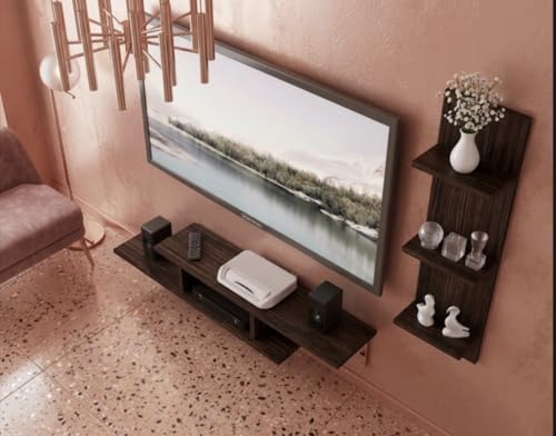 Image of 48 Inches Tailed Broad Base Tv Cabinet Floating Shelves for Wall Set,Wall Mounted Shelf for Living Room, Bedroom, Outdoor,Gallery,Stairs (Tv Cabinet)