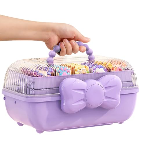 Scatola organizer per per capelli portagioie portatile multiuso per fermagli per scatola a tre strati con fiocco per ragazze con manico per unghie per
