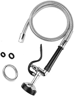 Pre Rinse Sprayer and Hose Replacement Kit for Pull Out Kitchen Spray/Commercial Tap/Sink Mixer/Dish Rinser - Inner Hose of PEX - Stainless Steel Spray Head/Spray Hose Length 96cm