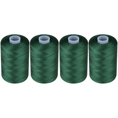 Simthread All Purpose Sewing Thread, 4 Spools Each 1000 Yards of Polyester Threads for Sewing Machine, Sewing Machine Supplies for Beginners, Hand Stitching, Quilting, Serger (Dark Green)