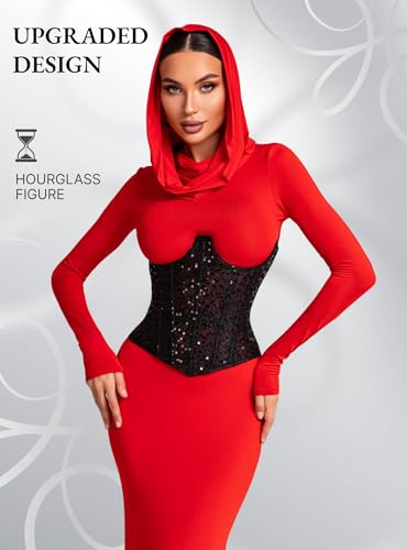 Image of Mesh Corset Waist Trainer for Women - Underbust Corset Lace Up - Waist Cincher Shapewear - Body Shaper