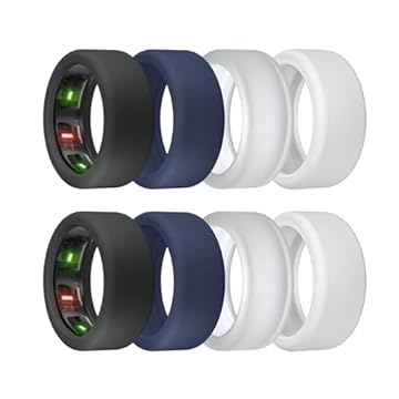 sylacor Capa de Anel para Oura Ring Gen 4/3, Protetor de Silicone Elástico Antiarranhão, Pacote com 8 - 2 Pretos + 2 Azuis + 2 Brancos + 2 Transparentes