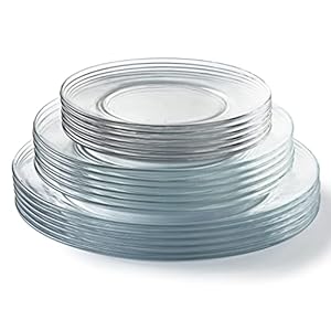 Duralex Made In France Lys 18pc Glass Dinnerware Set, Cear. Set Includes:(6) 7″ Dessert Plates, (6) 9″ Soup Plates, (6) 9″ Dinner Plates