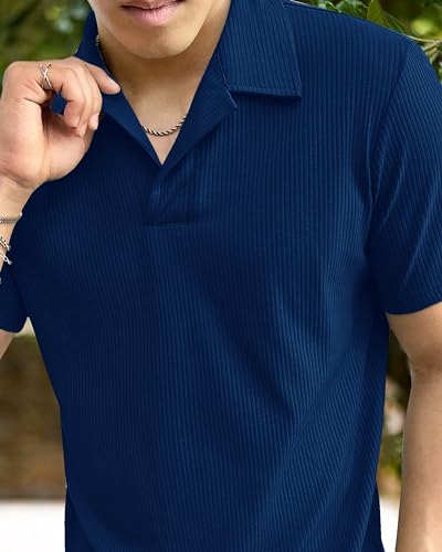 Image of I ENTERPRISE Cotton Blend Regular Fit Round Spread Collar Solid Short Sleeve T-Shirt for Men & Boys