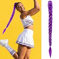 VLYX Synthetische Clip-in-Pferdeschwanz-Haarverlängerung, 66 cm, Dunkelviolett, für Cosplay und Halloween