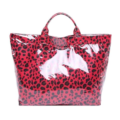 Image of Large Tote Bags for Women PVC Clear Totes Bag Plastic Carry All Bag Kraft Paper Shoulder Handbag Hobo for Work Travel