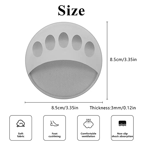 Image of Ball of Foot Cushions Honeycomb Fabric Metatarsal Pads Invisible Socks Pads for Women and Men Reusable Forefoot Pads (5 Pairs-Gray)