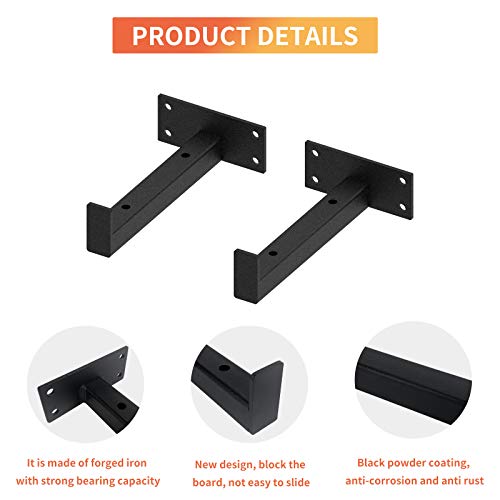 4 Pcs Heavy Duty Shelf Brackets 6 Inch Industrial Metal Floating Bracket Shelving Supports Wall Mounted with Lip (Not Included Planks) - Thumbnail 3