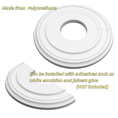 Image of PU Ceiling Medallions 2Pcs, 12.28 Inches x 3.94 Inches, White | Split Type, Paintable, Fits 3.94 Inches Canopy, European Vintage Carving Style, Made of Synthetic Foam