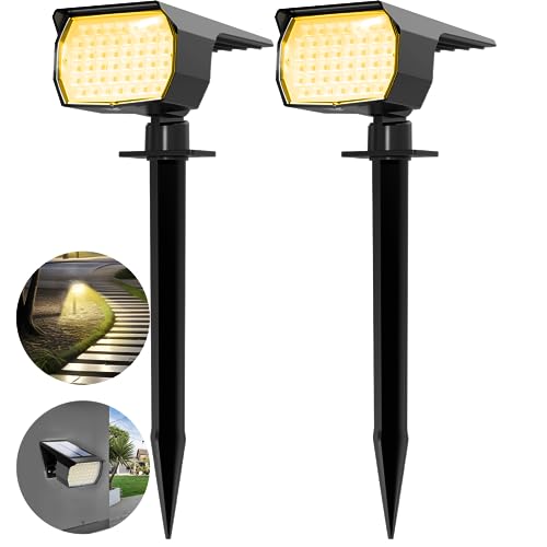 WENATY Solar Spot Lights Outdoor Waterproof IP65, 2 Pack Landscape Spotlights with 46 LEDs, 3 Modes Auto On/Off Solar Powered Flood Lights for Outside Pathway, Yard, Garden, Walkway (Warm White) WENATY Solar Spot Lights Outdoor Waterproof IP65, 2 Pack Landscape Spotlights with 46 LEDs, 3 Modes Auto On/Off Solar Powered Flood Lights for Outside Pathway, Yard, Garden, Walkway (Warm White)