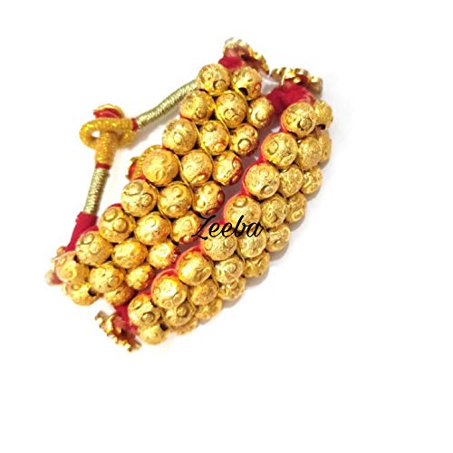 Zeeba Women Attractive Gold Plated Adjustable Size Gadwali/Kumauni Hand Pauchi/Bracelet for Women & Girls