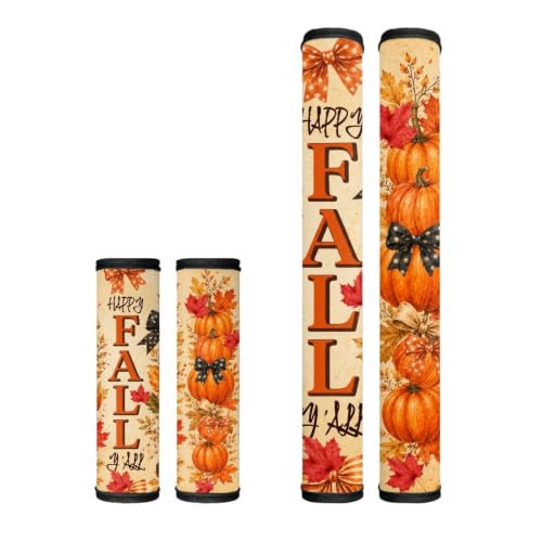 Image of Dreaweet Fall Pumpkin Bow Refrigerator Door Handle Covers Set of 4